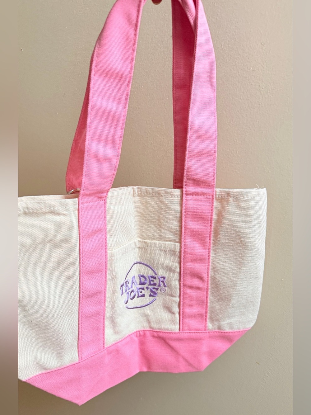 Pink & Cream Canvas Tote Bag - Picture 2 of 4
